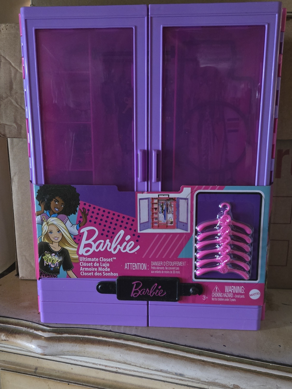 Barbie Ultimate Purple Doll Closet Organizer with Pink Hangers